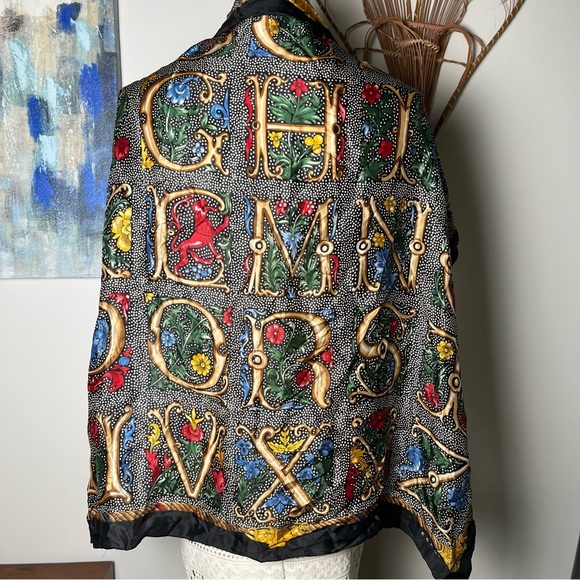 Echo Alphabet Print Silk Scarf - Picture 6 of 6